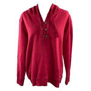 Eddie Bauer Women's Hoodie Pullover Sweatshirt Button L Large Burgundy